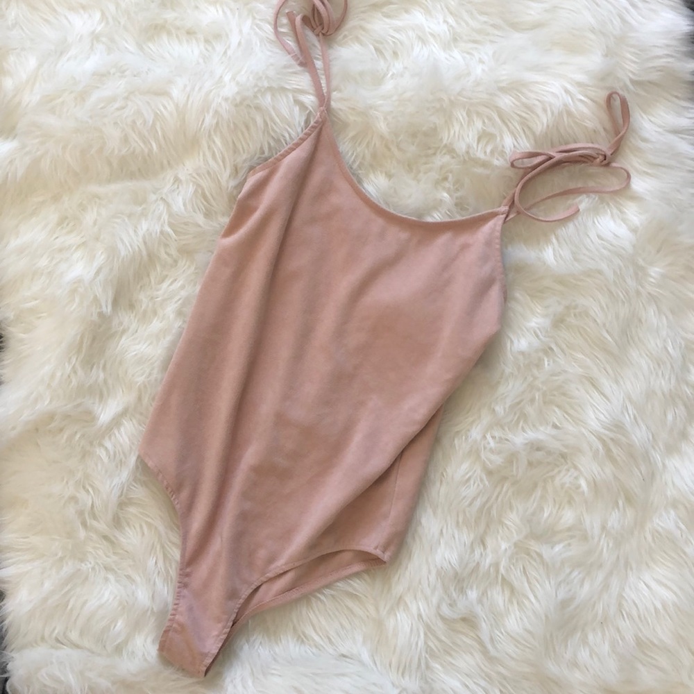Pink Suede like body suit